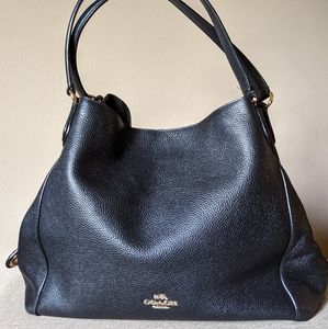 Coach Edie 31 Black Pebble Leather Shoulder Bag 36464